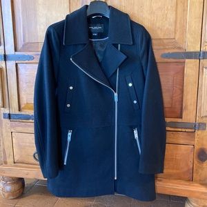 Marc New York Moto Cross Zip Dual Texture Wool Coat - Size 8